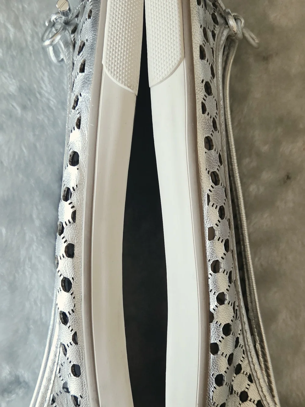 Tory Burch Women's Polka Dot Bow Flats in Silver Gray